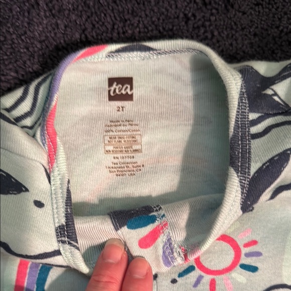 Tea Collection 100% Cotton Rockabye Baby Romper PJ’s in “Rainbow Splash” Print - Picture 3 of 12